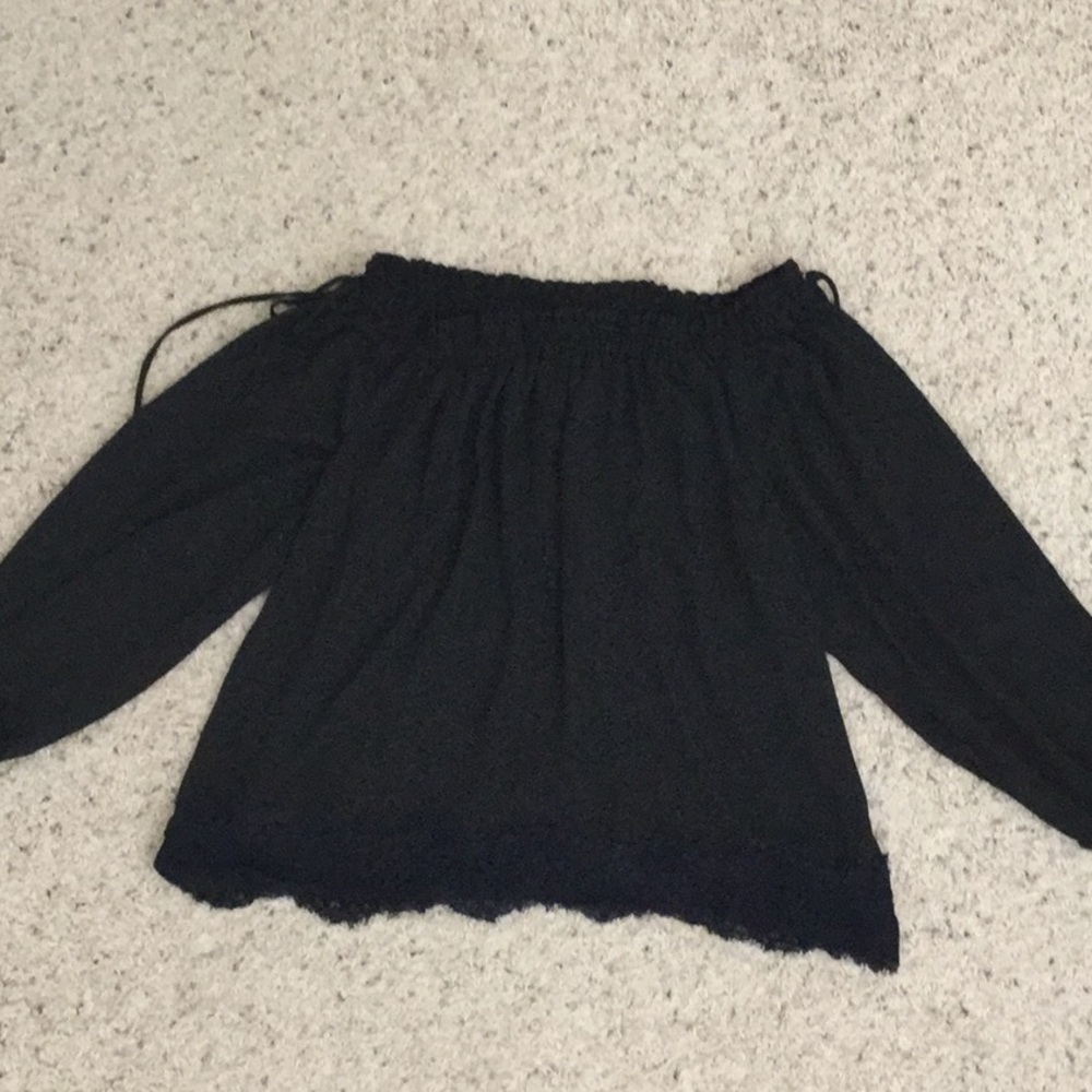 Black Loft off shoulder top with lace detailing